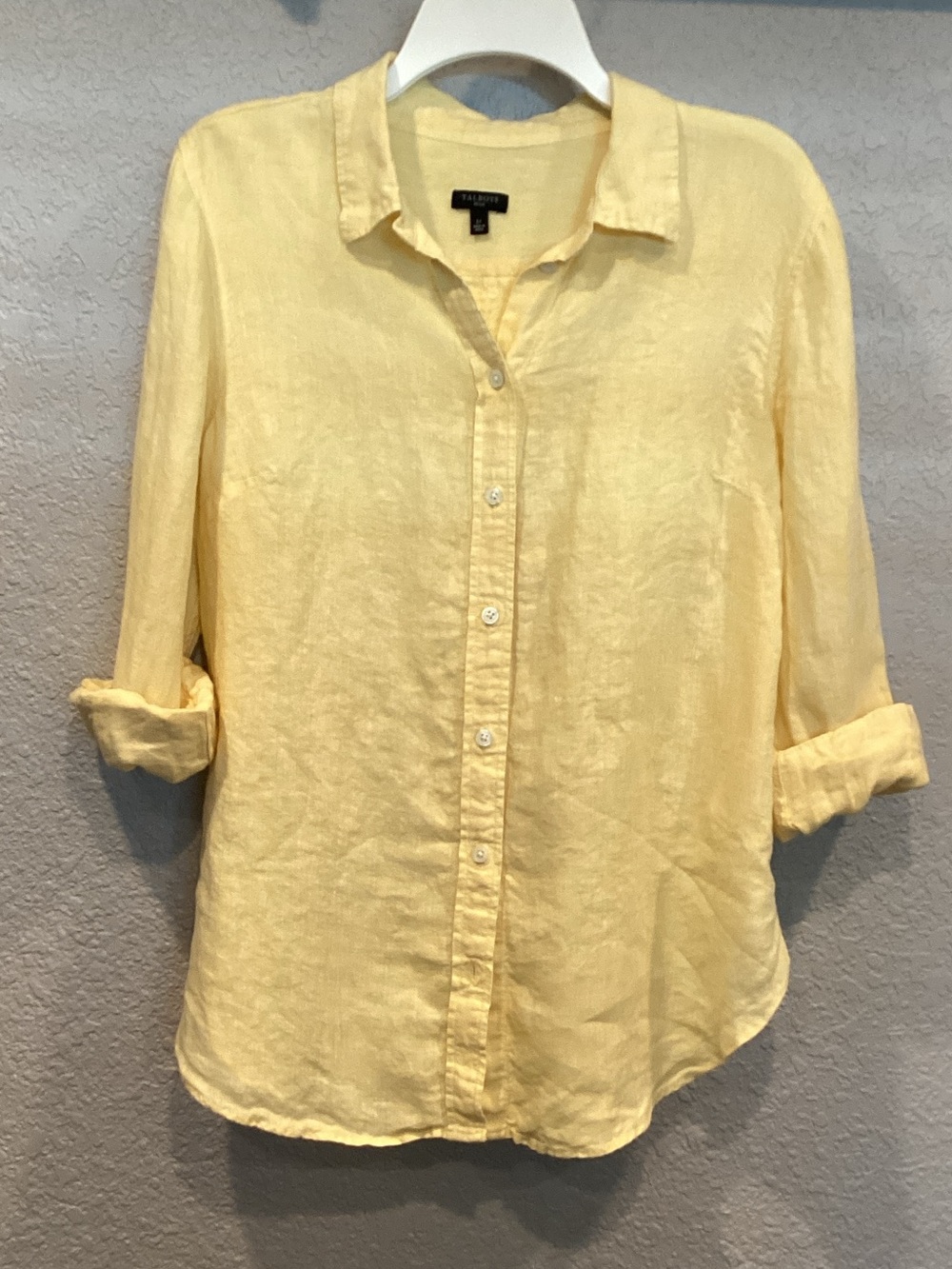 Talbots Pale Yellow Linen Button-Front Shirt